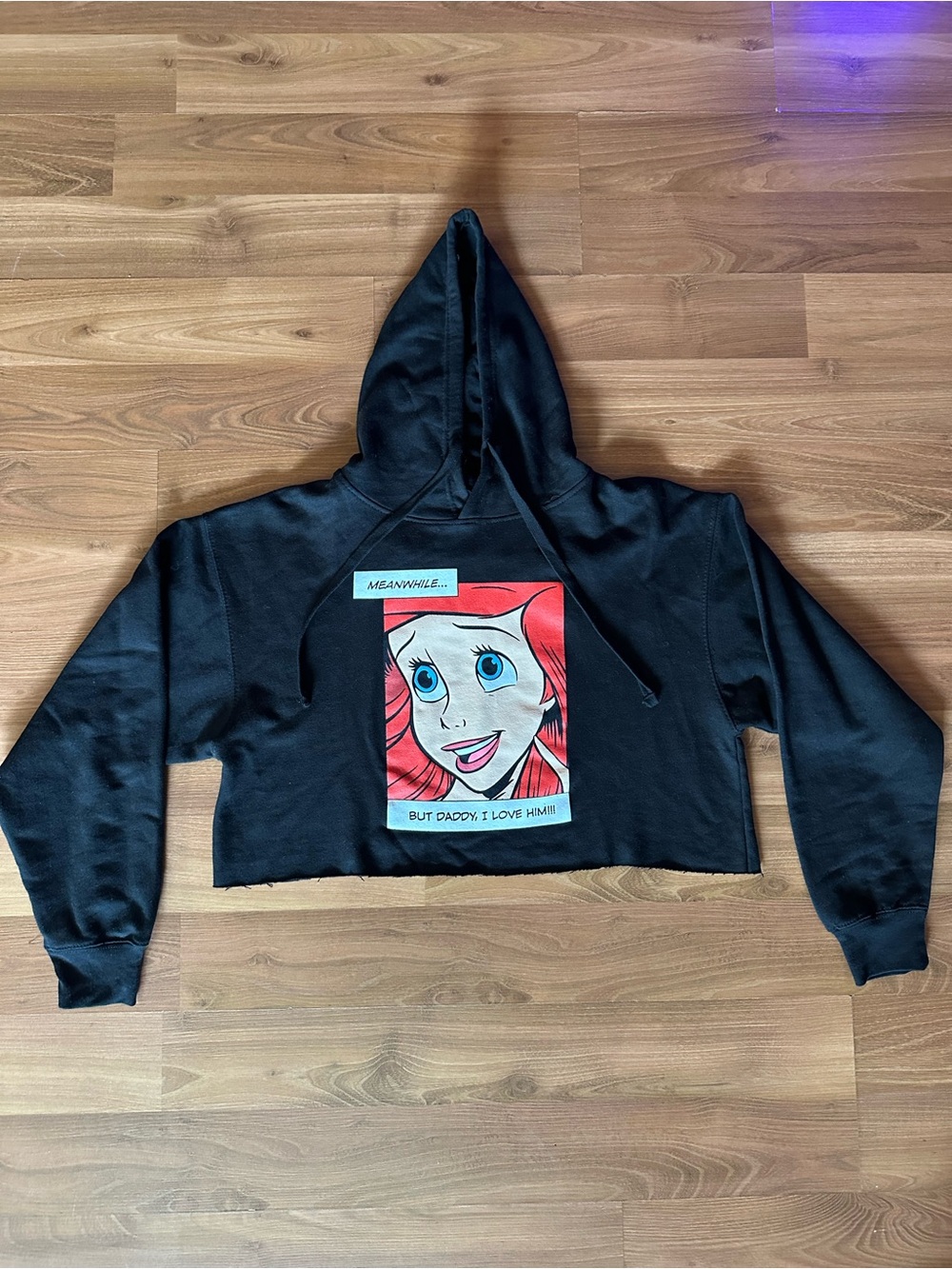 Hot Topic Black Disney Ariel Mermaid Cropped Hoodie